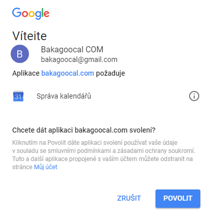 BakaGooCal Google Credentials